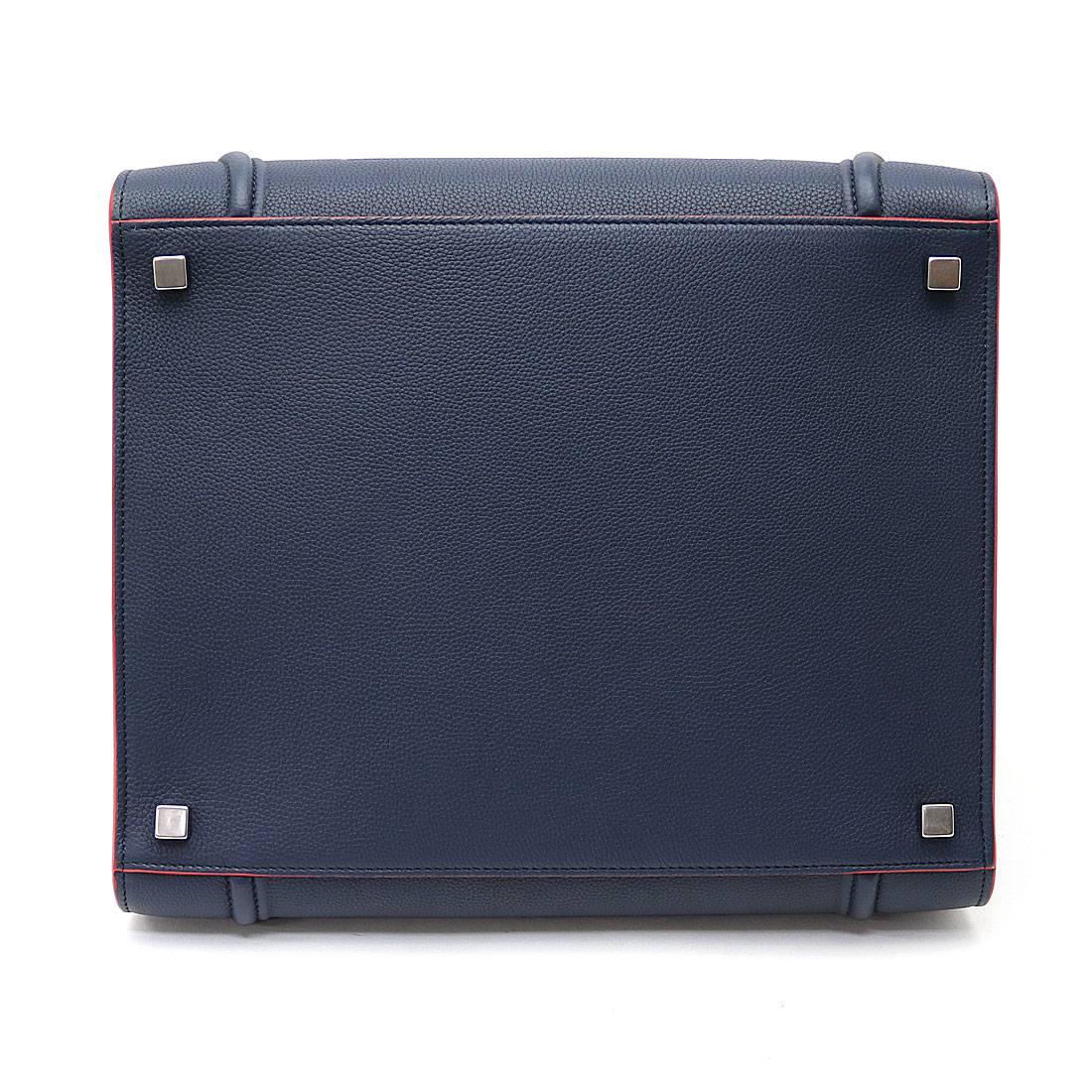 セリーヌ  CELINE スモール スクエア ラゲージファントム グレインカーフスキン ダークブルー×レッド ハンドバッグ トートバッグ ショッパー 169953