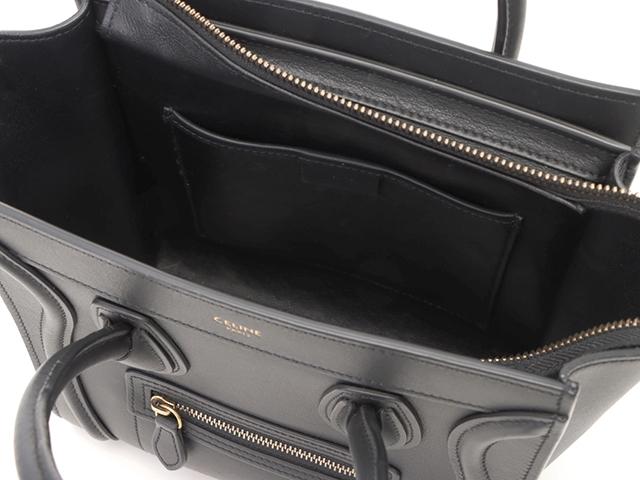 CELINE  2wayショルダーバッグ ラゲージ ナノショッパー ブラック ゴールド金具 カーフ 18924