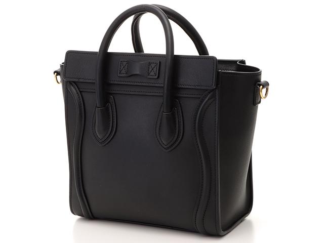 CELINE  2wayショルダーバッグ ラゲージ ナノショッパー ブラック ゴールド金具 カーフ 18924