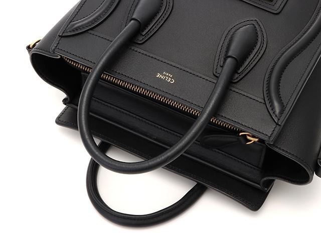 CELINE  2wayショルダーバッグ ラゲージ ナノショッパー ブラック ゴールド金具 カーフ 18924