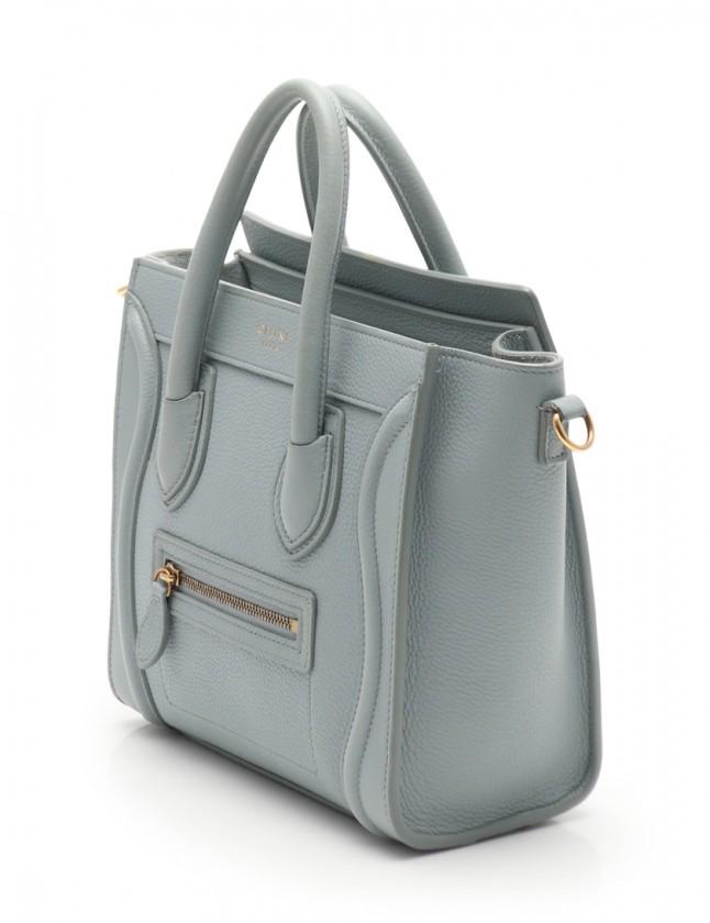 セリーヌ  CELINE ハンドバッグ ショルダーバッグ ラゲージ ナノショッパー 水色 レザー 2WAY レディース 18924