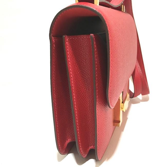 HERMES エルメス H金具 コンスタンス ミニ 3 ショルダーバッグ エプソン ルージュカザック ゴールド金具 レディース he-ba-4787