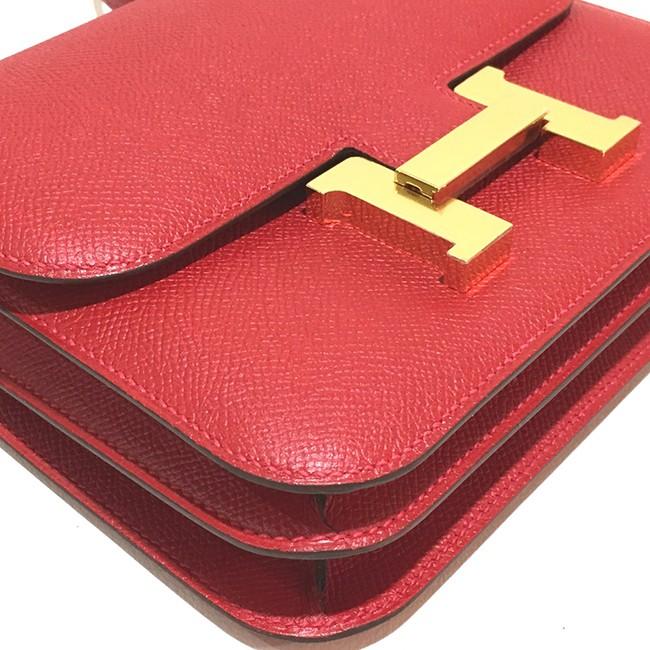 HERMES エルメス H金具 コンスタンス ミニ 3 ショルダーバッグ エプソン ルージュカザック ゴールド金具 レディース he-ba-4787