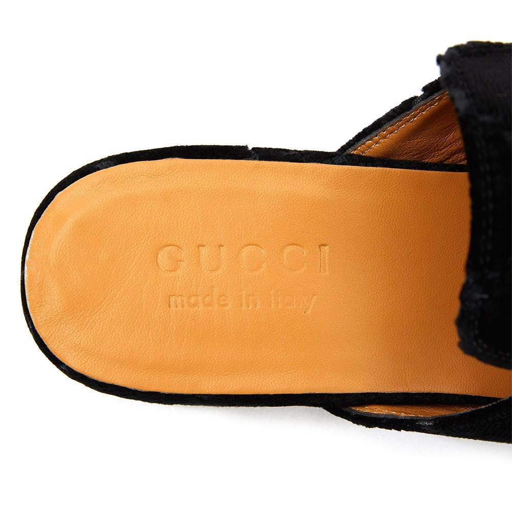 グッチ GUCCI PRINCETOWN ベルベット スリッパ/ローファー_BLACK 457114