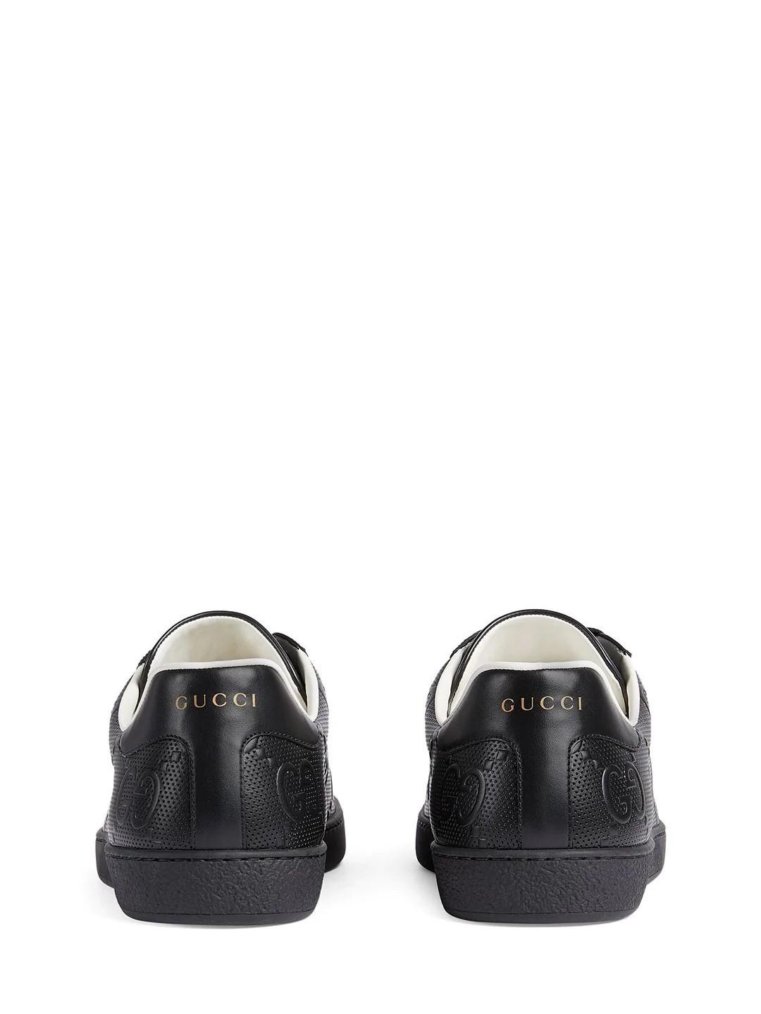 GUCCIシューズ エース GGブラックレザー ロートップスニーカー 625787 1XK10 1000