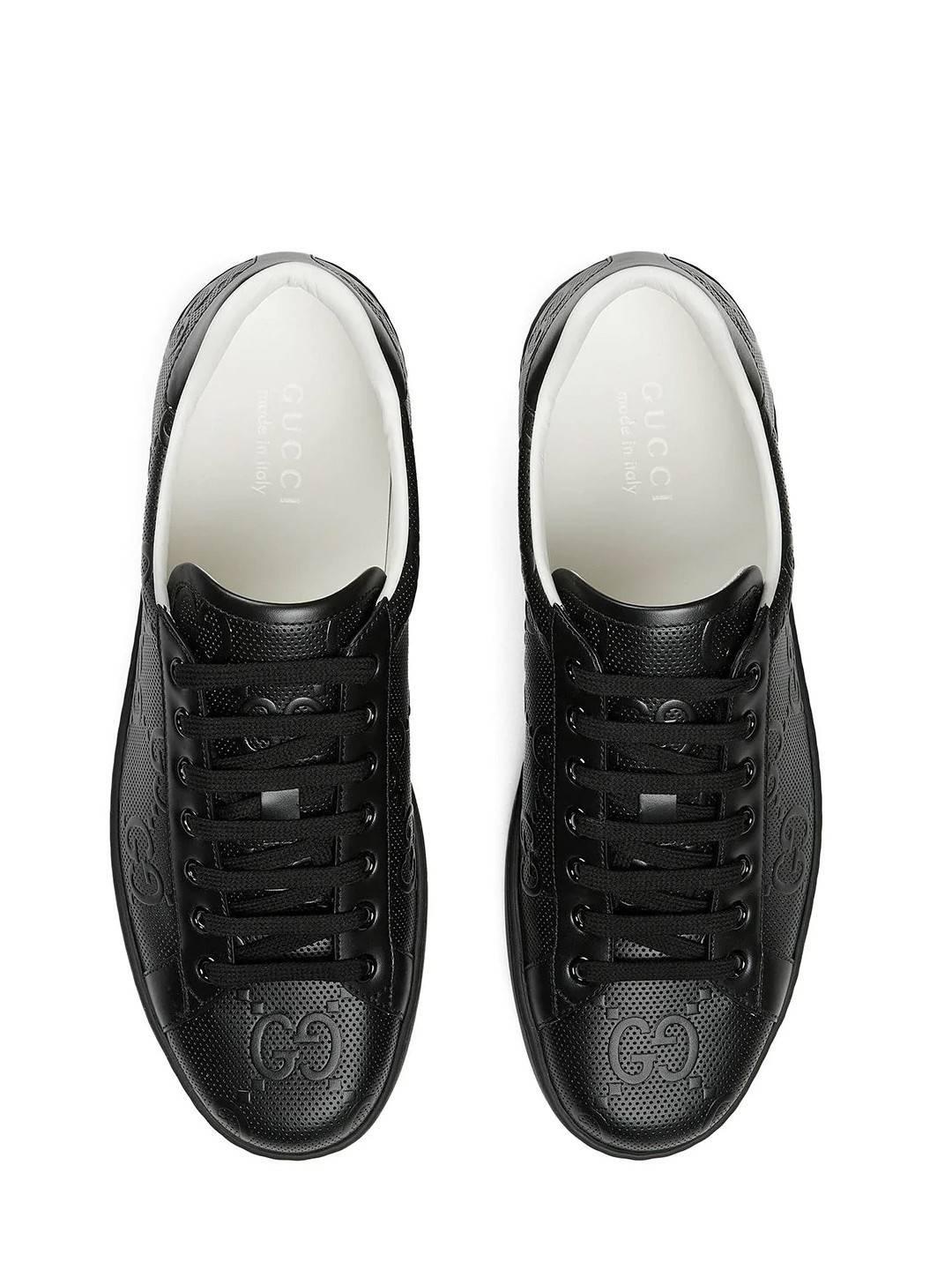GUCCIシューズ エース GGブラックレザー ロートップスニーカー 625787 1XK10 1000