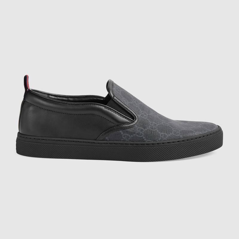 グッチ GUCCI GGスプリームキャンバス*ウェブタブブラックスニーカー 407362 KWZK0 1082