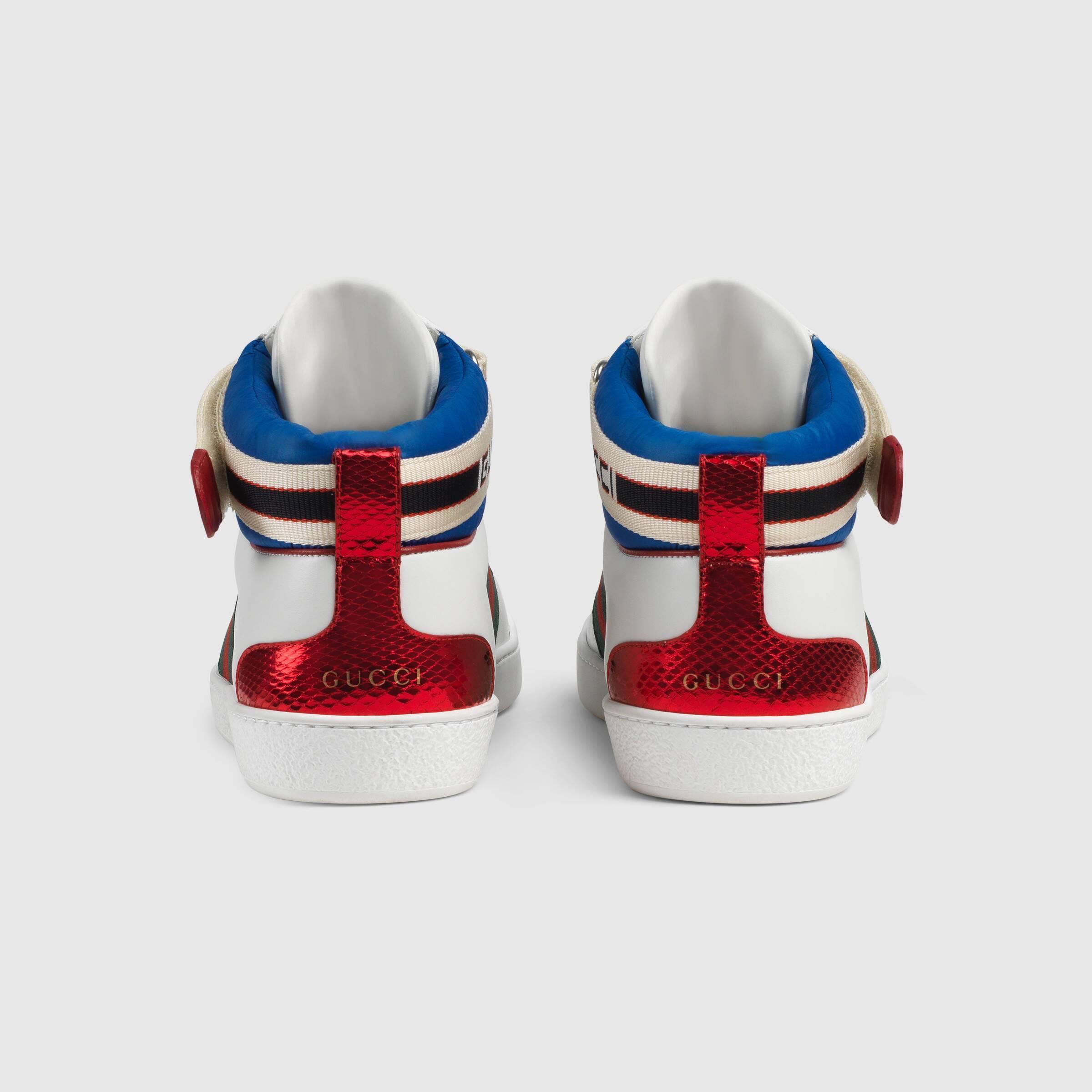 グッチ GUCCI stripe Ace エース ハイトップスニーカー ウェブ ナイロン 523472 0FIW0 9092​