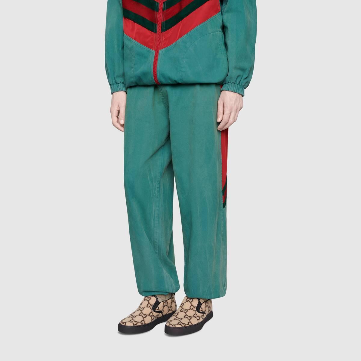 GUCCI メンズ GGウール レザー トリム スリッポンスニーカー 407363 G3870 9769