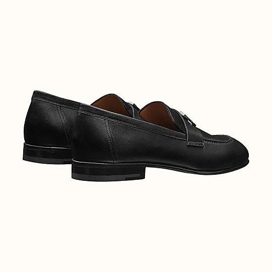 エルメス HERMES モカシン「Paris パリ」/シルバー金具/ Noir H172368ZA02420