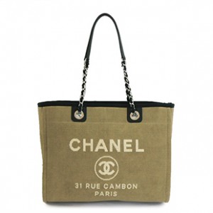 シャネル  A67001 Y07492 BEIGE  チェーン トートバッグ ショルダーバッグ CHANEL シャネル バッグドーヴィル コットンキャンバス ココマーク ベージュ