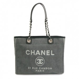 シャネル CHANEL バッグ チェーン トートバッグ A67001 Y07492ショルダーバッグ CHANEL  ドーヴィル コットンキャンバス ココマーク グレー/ブラック