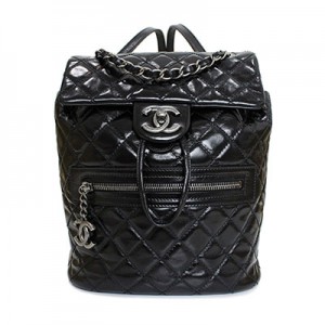 CHANEL シャネル マトラッセ ヴィンテージ カーフ リュック A92961 シルバー金具 ココマーク 黒 レディース