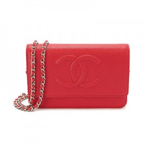 シャネル ショルダーバッグ/チェーンウォレット CHANEL 財布/長財布 ココマーク レザー キャビア P.レッド A48654 Y01588 0A010