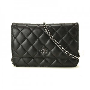 シャネル CHANEL タイムレスクラシック チェーン ウォレット 長財布 ブラック レザー A33814