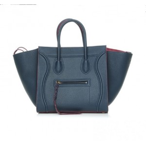 セリーヌ  CELINE スモール スクエア ラゲージファントム グレインカーフスキン ダークブルー×レッド ハンドバッグ トートバッグ ショッパー 169953