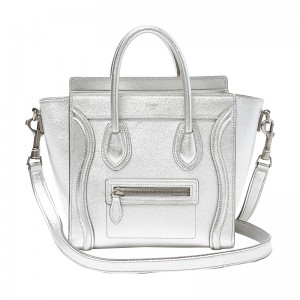 セリーヌバッグ  CELINE ラゲージナノショッパー ハンドバッグ ショルダーバッグ シルバー 銀 18924-3dru-11so