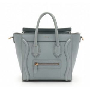 セリーヌ  CELINE ハンドバッグ ショルダーバッグ ラゲージ ナノショッパー 水色 レザー 2WAY レディース 18924