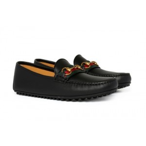 グッチ GUCCI ウェブ付き レザー ドライビングシューズ450892A9L601098