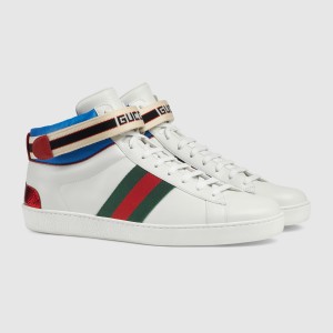 グッチ GUCCI stripe Ace エース ハイトップスニーカー ウェブ ナイロン 523472 0FIW0 9092​