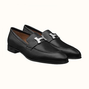 エルメス HERMES モカシン「Paris パリ」/シルバー金具/ Noir H172368ZA02420