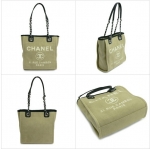 シャネルCHANEL A66939 Y07492 BEIGE トートバッグ  チェーン ショルダーバッグ ドーヴィル コットンキャンバス ココマーク ベージュ