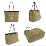 シャネル  A67001 Y07492 BEIGE  チェーン トートバッグ ショルダーバッグ CHANEL シャネル バッグドーヴィル コットンキャンバス ココマーク ベージュ