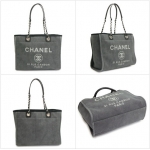 シャネル CHANEL バッグ チェーン トートバッグ A67001 Y07492ショルダーバッグ CHANEL  ドーヴィル コットンキャンバス ココマーク グレー/ブラック