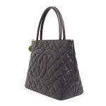 CHANEL シャネル キャビアスキン 復刻トートバッグ ショルダーバッグ レディース ブラック ゴールド金具 レザー A01804
