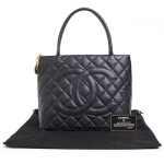 CHANEL シャネル キャビアスキン 復刻トートバッグ ショルダーバッグ レディース ブラック ゴールド金具 レザー A01804