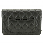 シャネル CHANEL マトラッセ チェーン ウォレット 財布 ブラック レザー A33814