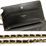 シャネル CHANEL マトラッセ チェーン ウォレット 財布 ブラック レザー A33814