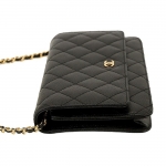 シャネル CHANEL マトラッセ チェーン ウォレット 長財布 キャビアスキン ブラック A33814