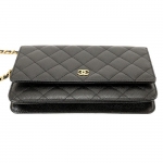 シャネル CHANEL マトラッセ チェーン ウォレット 長財布 キャビアスキン ブラック A33814