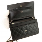 シャネル CHANEL マトラッセ チェーン ウォレット 長財布 キャビアスキン ブラック A33814