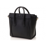 CELINE  2wayショルダーバッグ ラゲージ ナノショッパー ブラック ゴールド金具 カーフ 18924