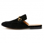 グッチ GUCCI PRINCETOWN ベルベット スリッパ/ローファー_BLACK 457114
