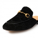 グッチ GUCCI PRINCETOWN ベルベット スリッパ/ローファー_BLACK 457114
