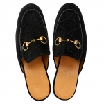 グッチ GUCCI PRINCETOWN ベルベット スリッパ/ローファー_BLACK 457114