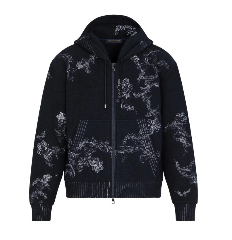 LOUIS VUITTON エンブロイダリーLVフラワージップスルーフーディ 1A8A74