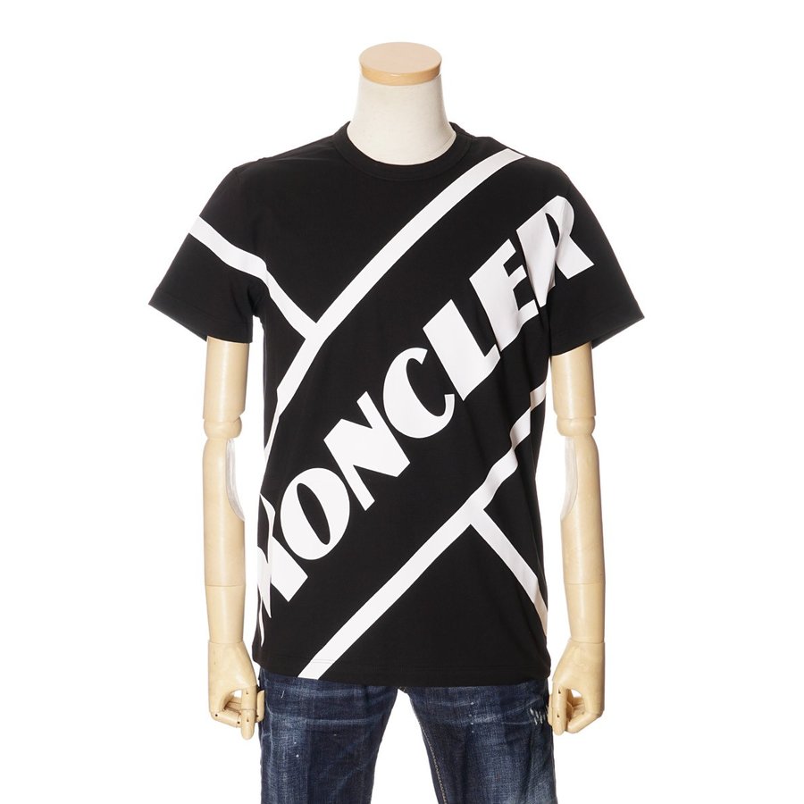 モンクレールTシャツ メンズ MONCLER 半袖 ビッグロゴ ホワイト/ブラック 8C70610 8390T 999