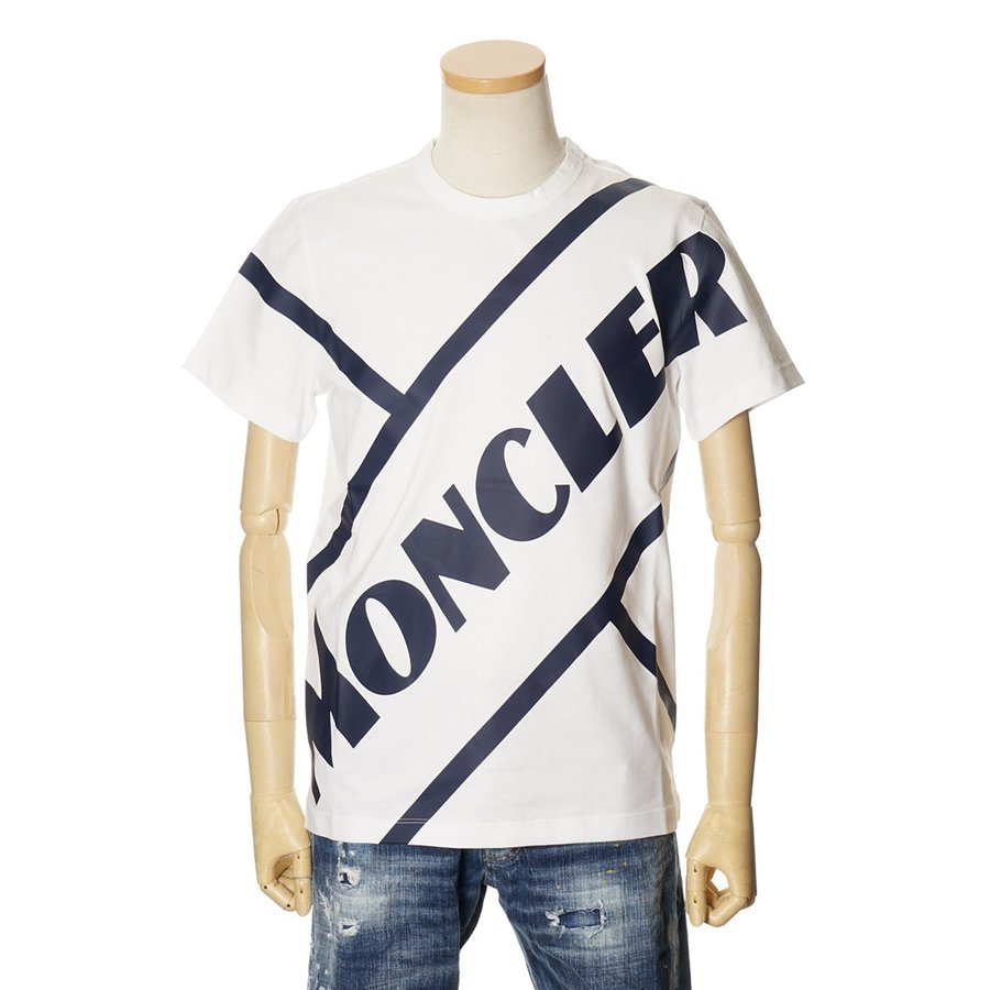 モンクレール Tシャツ メンズ MONCLER 半袖 ビッグロゴ ホワイト/ブラック 8C70610 8390T 091 