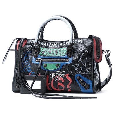 バレンシアガ BALENCIAGA ハンドバッグ 2WAY ブラック レディース ギフト プレゼント レザー 本革 ブラック クロ 黒 GRAFFITI CLASSIC CITY グラフティ クラシック シティ 431621 