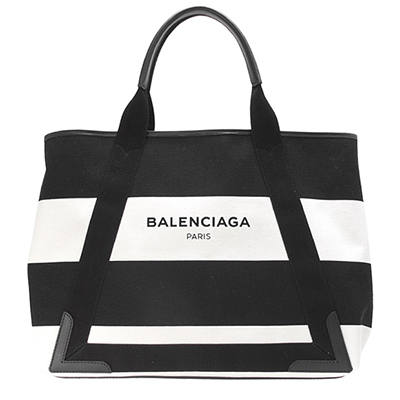 バレンシアガ BALENCIAGA バッグ レディース トートバッグ ホワイト×ブラック 黒 NAVY CABAS M [ネイビーカバ]  339936 K9H3N 1085