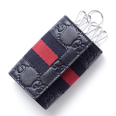 GUCCI キーケース NEW WEB GUCCI SIGNATURE シグネチャー レザー ウェブ NAVY ブルー系 408828 cwcln 8497 メンズ