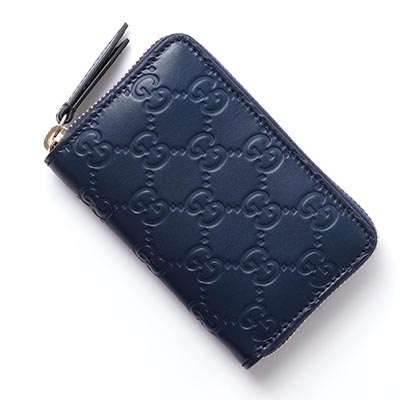 グッチ カードケース SIGNATURE LEATHER ダークブルー ブルー系 447939 cwc1g 4157 レディース