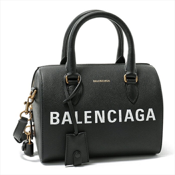 BALENCIAGAバレンシアガ  レザー ボストンバッグ ショルダーバッグ 南京錠付き NOIR/BLANC レディース  518872 0OT0M 1000​