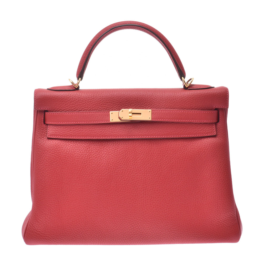 HERMES エルメス ケリー 28/32 内縫い ルージュカザック ゴールド金具 レディース トリヨンクレマンス 2WAYバッグ he-ba-6028