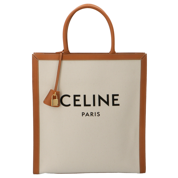 セリーヌ トートバッグ CELINE バーティカル CABAS キャンバストート ロゴプリント ベージュ系 19040 2BNZ 02NT