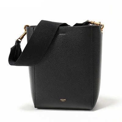 CELINE セリーヌ 189303AH4.38NO SMALL SEAU SANGLE サングル バケット スモール レザー ショルダー トートバッグ Black レディース